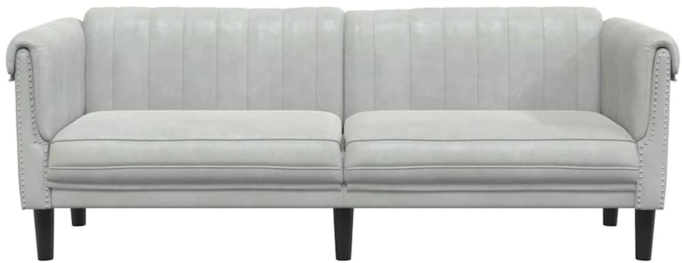 Trivietė sofa, šviesiai pilkos spalvos, aksomas