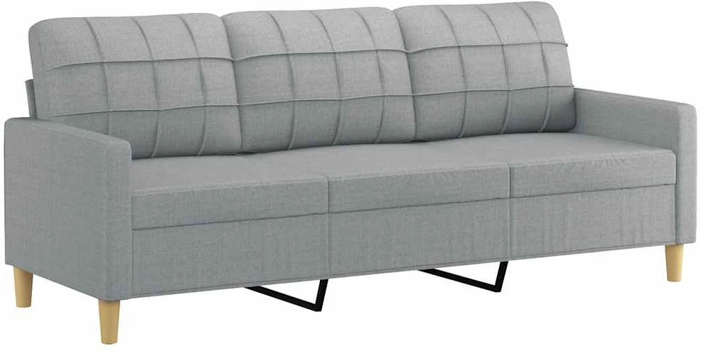 Trivietė sofa, šviesiai pilkos spalvos, 180cm, audinys