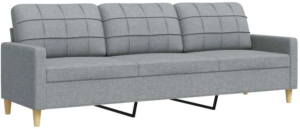 Trivietė sofa, šviesiai pilkos spalvos, 210cm, audinys