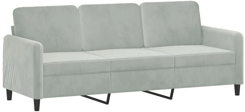 Trivietė sofa, šviesiai pilkos spalvos, 180cm, aksomas