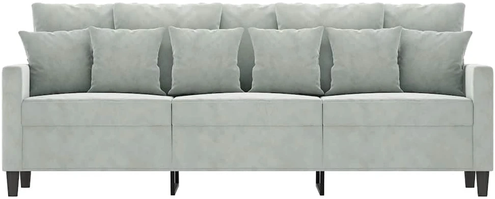 Trivietė sofa, šviesiai pilkos spalvos, 180cm, aksomas