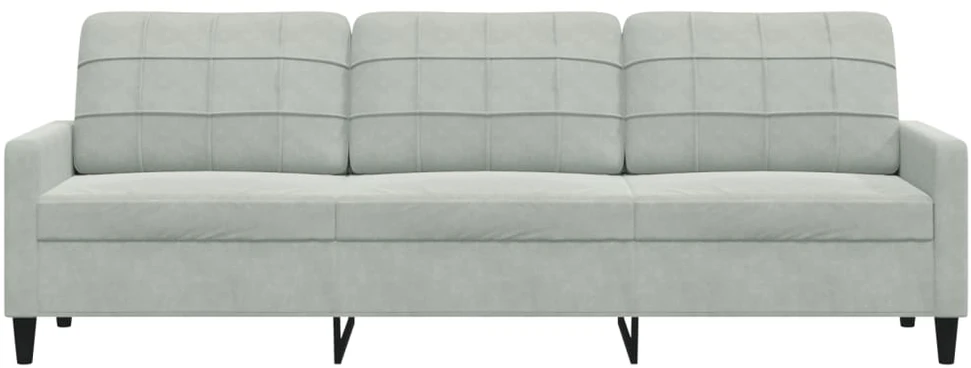 Trivietė sofa, šviesiai pilkos spalvos, 210cm, aksomas