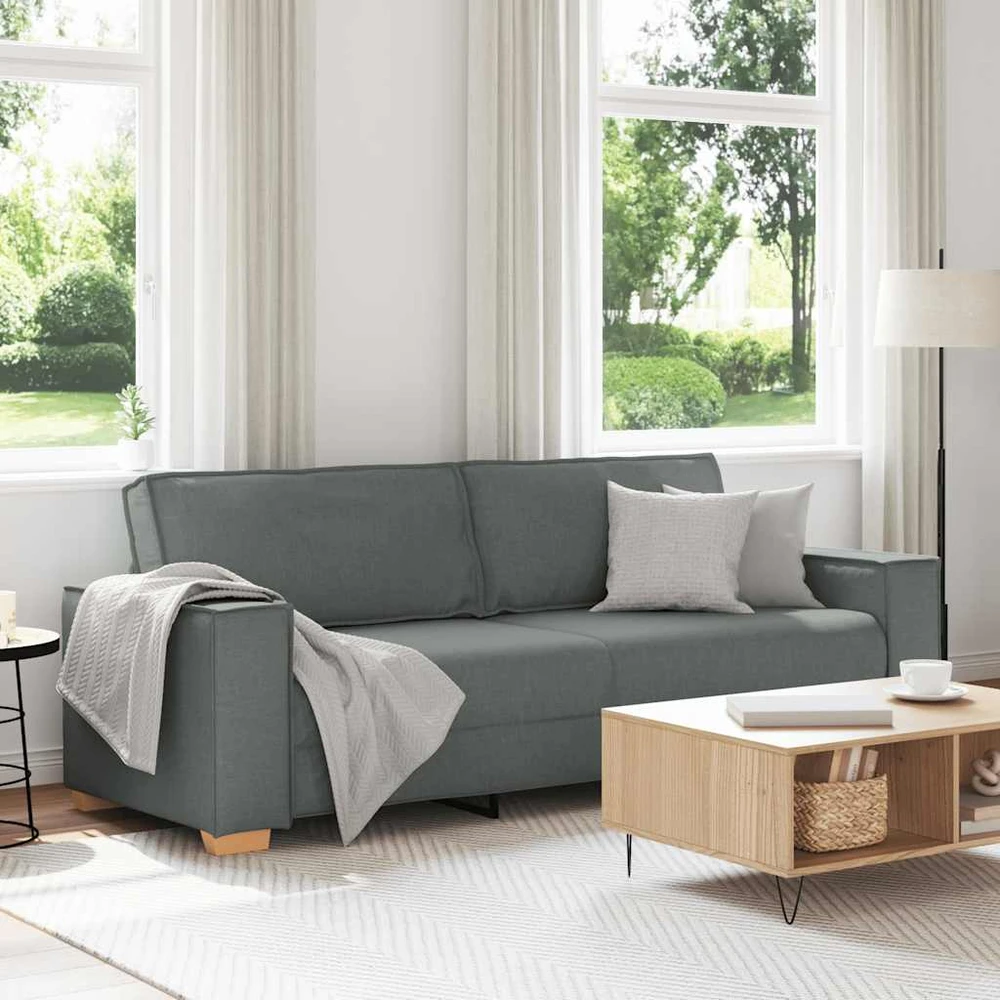 Trivietė sofa, tamsiai pilka, 220x78x84 cm, audinys