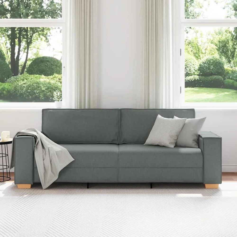 Trivietė sofa, tamsiai pilka, 220x78x84 cm, audinys