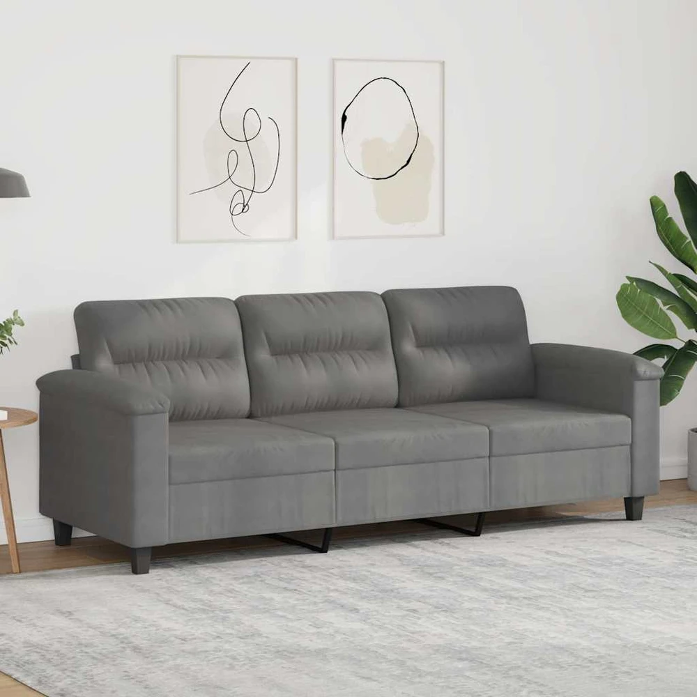 Trivietė sofa, tamsiai pilka, 180cm, mikropluošto audinys