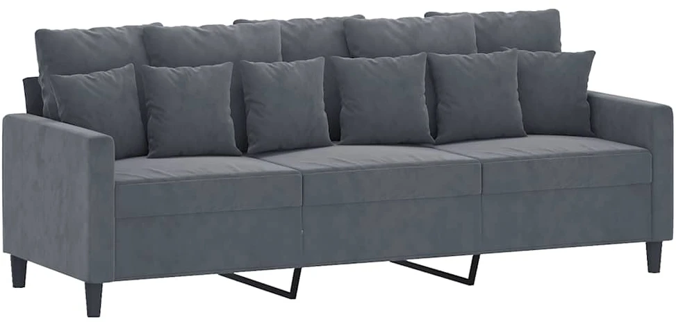Trivietė sofa, tamsiai pilkos spalvos, 180cm, aksomas