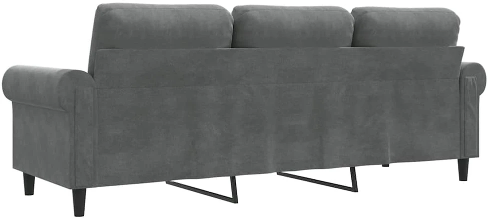 Trivietė sofa, tamsiai pilkos spalvos, 180cm, aksomas