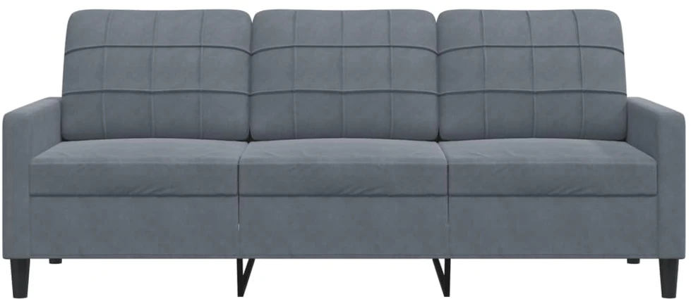 Trivietė sofa, tamsiai pilkos spalvos, 180cm, aksomas