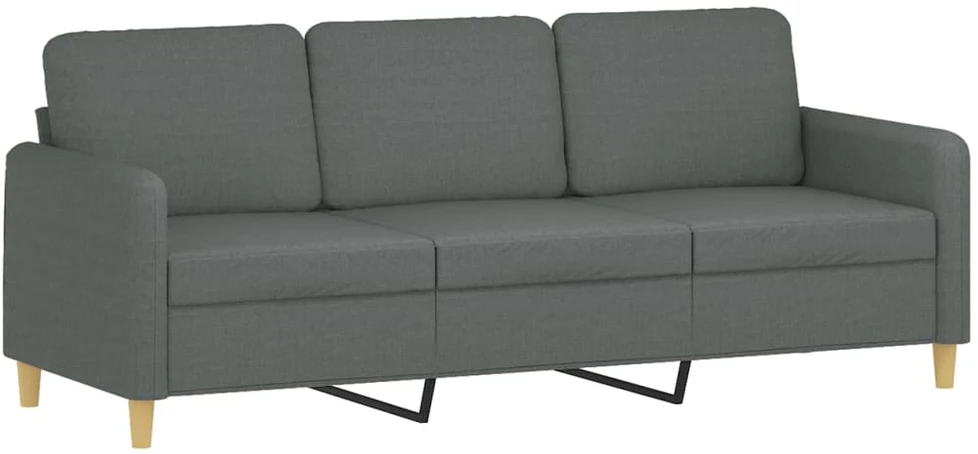 Trivietė sofa, tamsiai pilkos spalvos, 180cm, audinys