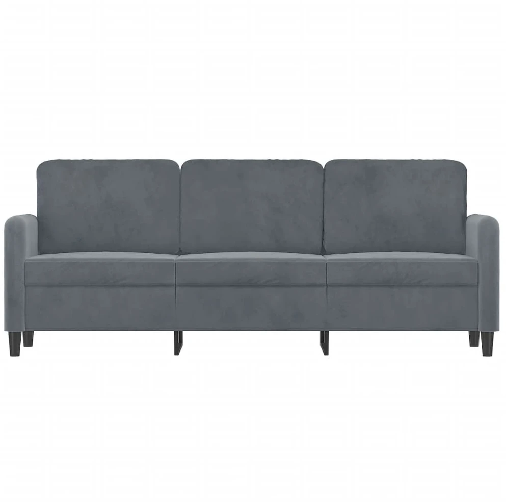 Trivietė sofa, tamsiai pilkos spalvos, 180cm, aksomas
