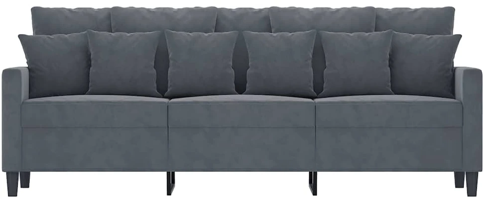 Trivietė sofa, tamsiai pilkos spalvos, 180cm, aksomas