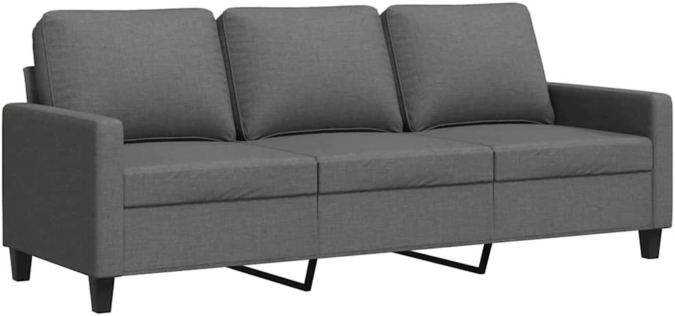 Trivietė sofa, tamsiai pilkos spalvos, 180cm, audinys