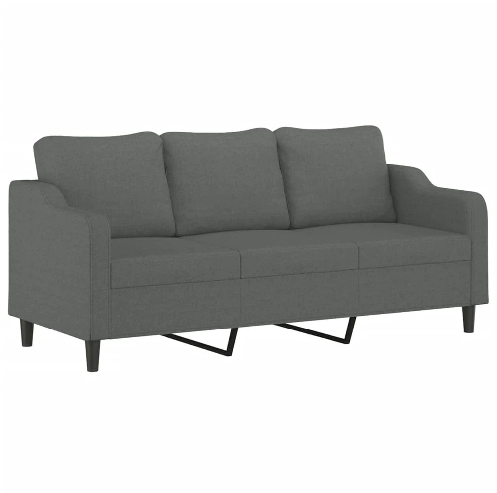 Trivietė sofa, tamsiai pilkos spalvos, 180cm, audinys