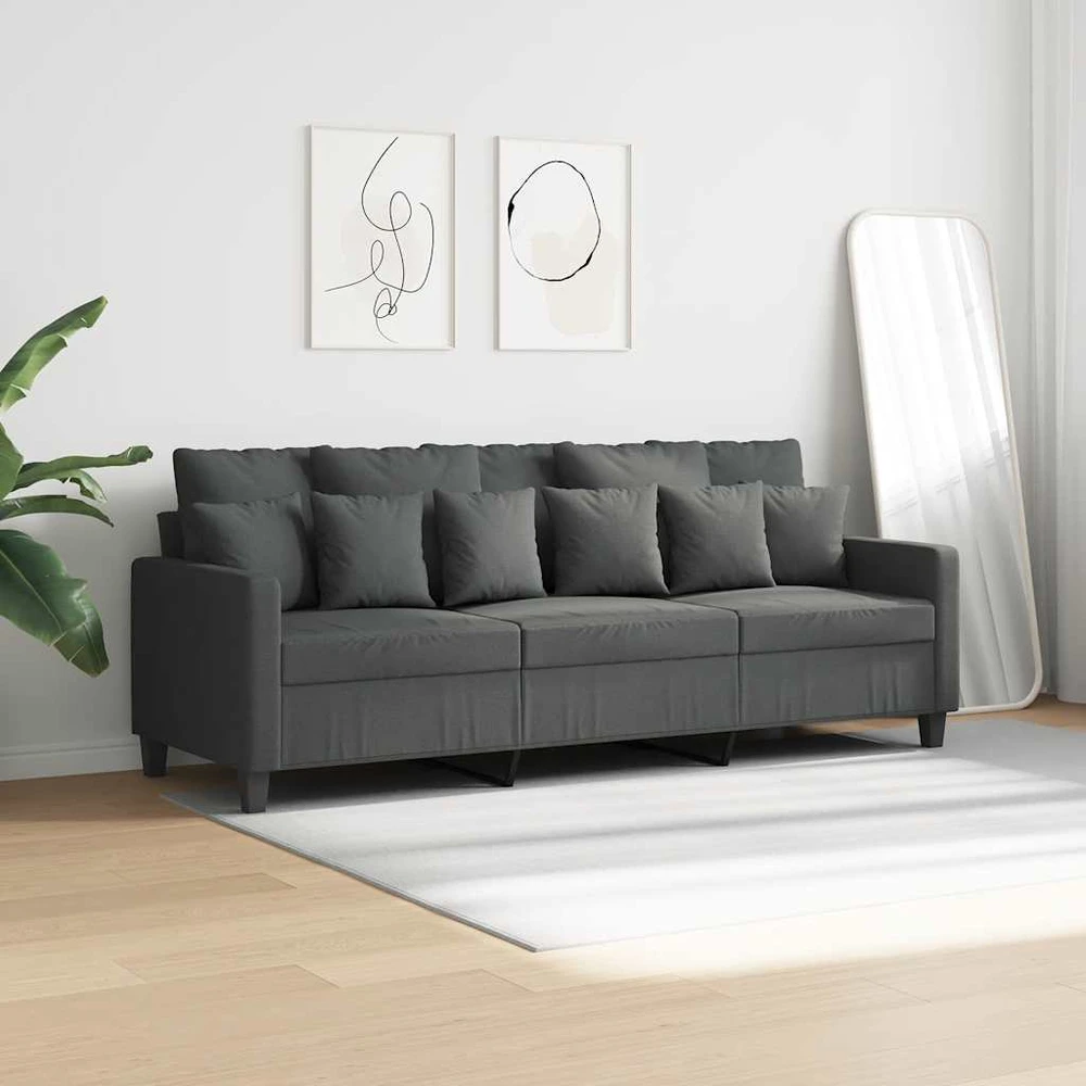 Trivietė sofa, tamsiai pilkos spalvos, 180cm, audinys