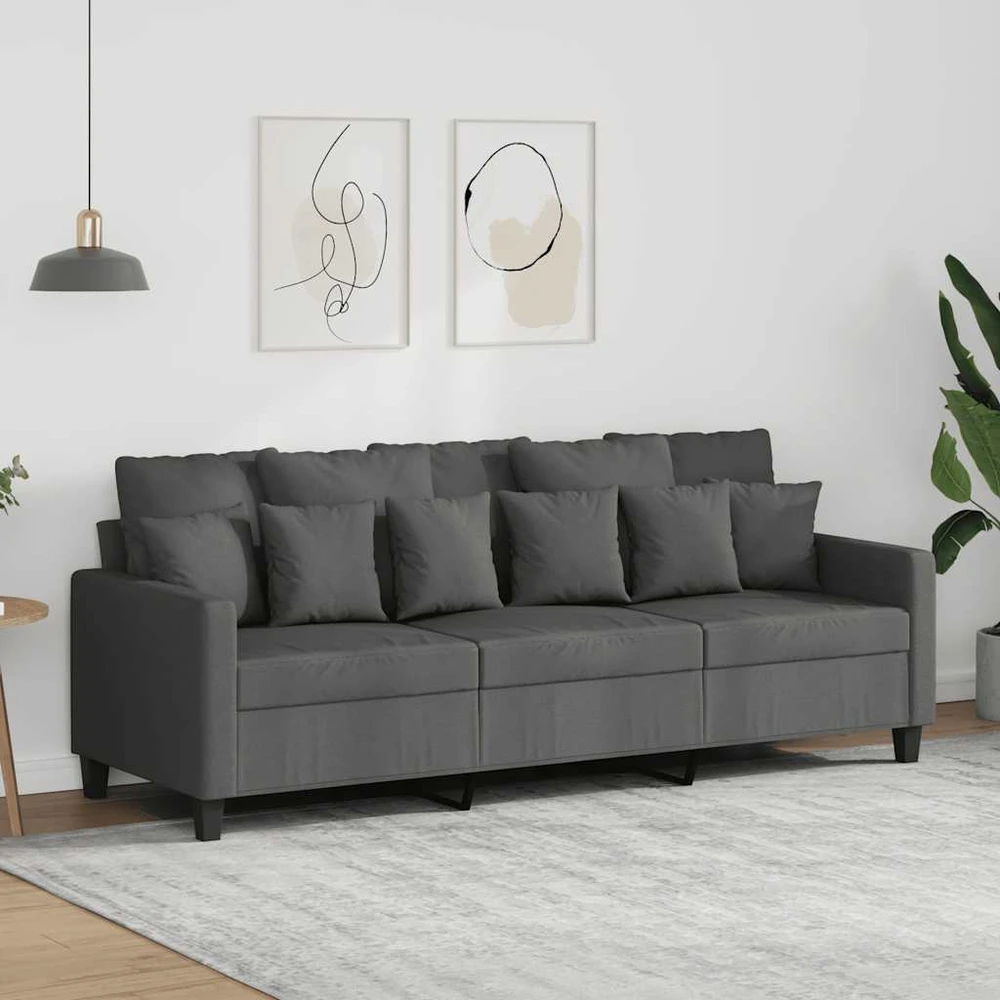 Trivietė sofa, tamsiai pilkos spalvos, 180cm, audinys