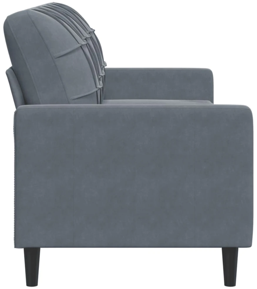 Trivietė sofa, tamsiai pilkos spalvos, 180cm, aksomas