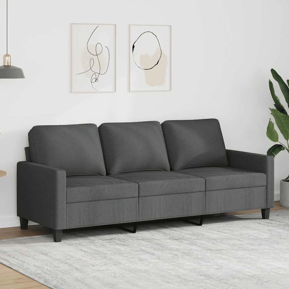 Trivietė sofa, tamsiai pilkos spalvos, 180cm, audinys