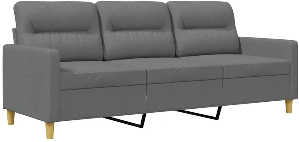 Trivietė sofa, tamsiai pilkos spalvos, 180cm, audinys