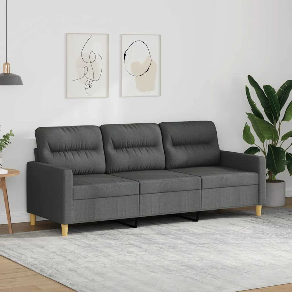 Trivietė sofa, tamsiai pilkos spalvos, 180cm, audinys