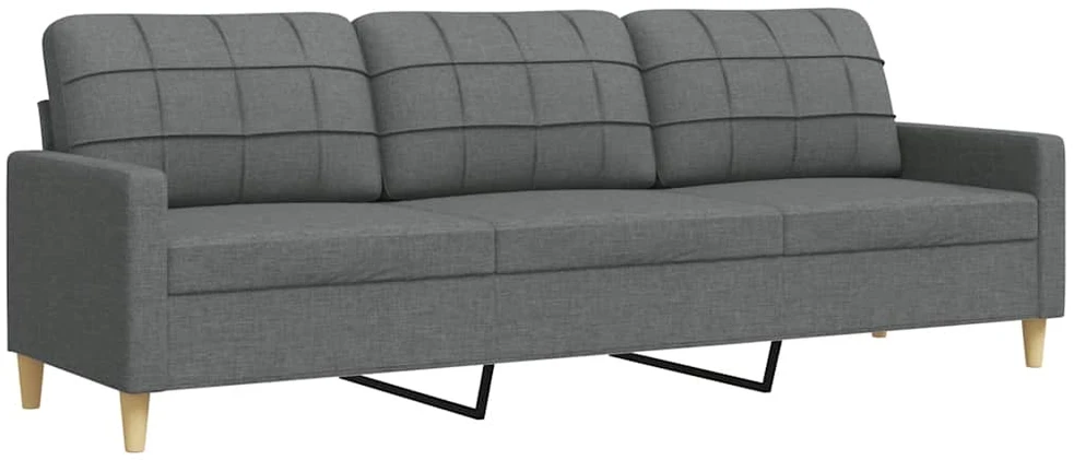 Trivietė sofa, tamsiai pilkos spalvos, 210cm, audinys