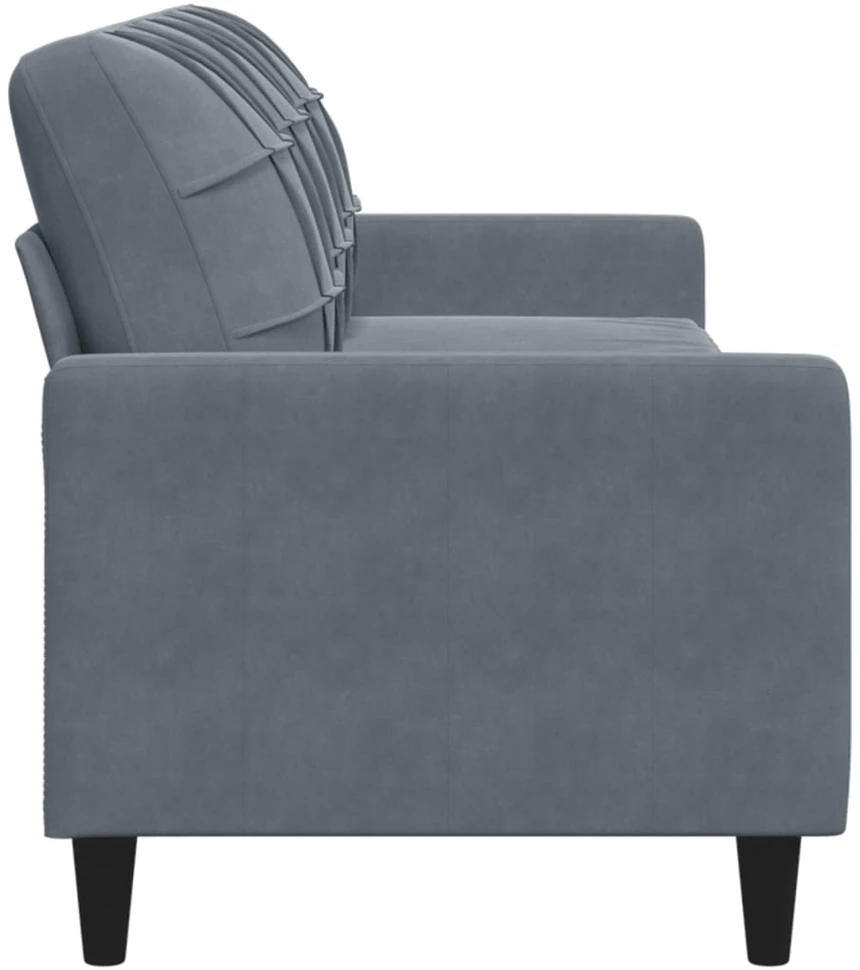 Trivietė sofa, tamsiai pilkos spalvos, 210cm, aksomas