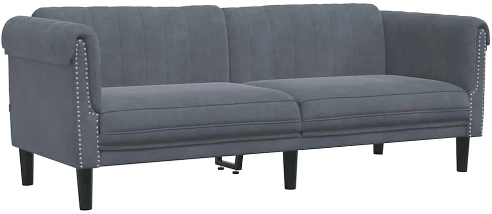 Trivietė sofa, tamsiai pilkos spalvos, aksomas