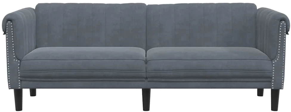 Trivietė sofa, tamsiai pilkos spalvos, aksomas