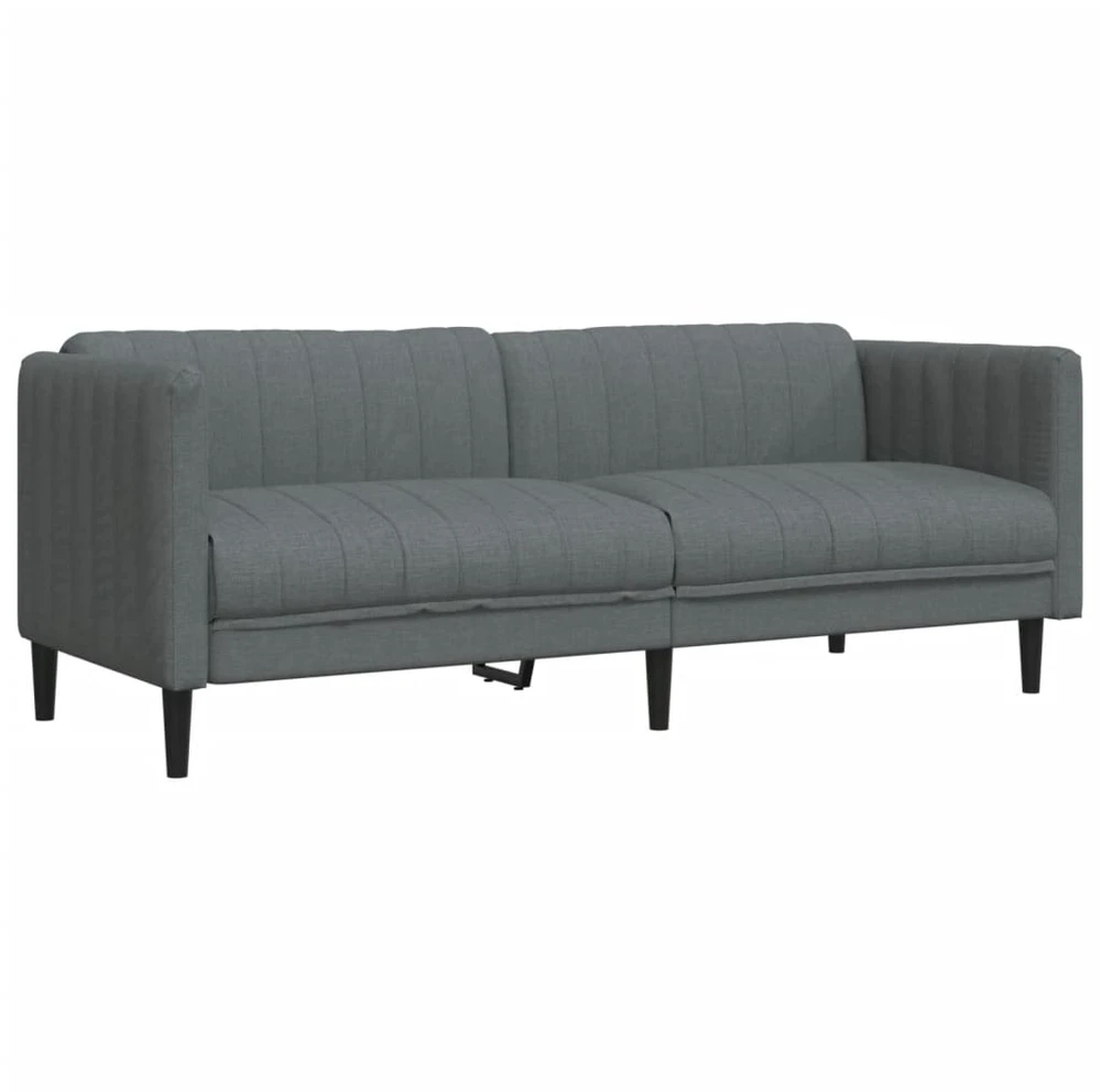 Trivietė sofa, tamsiai pilkos spalvos, audinys