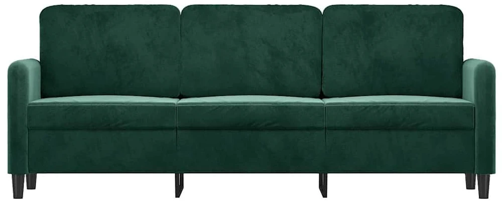 Trivietė sofa, tamsiai žalios spalvos, 180cm, aksomas