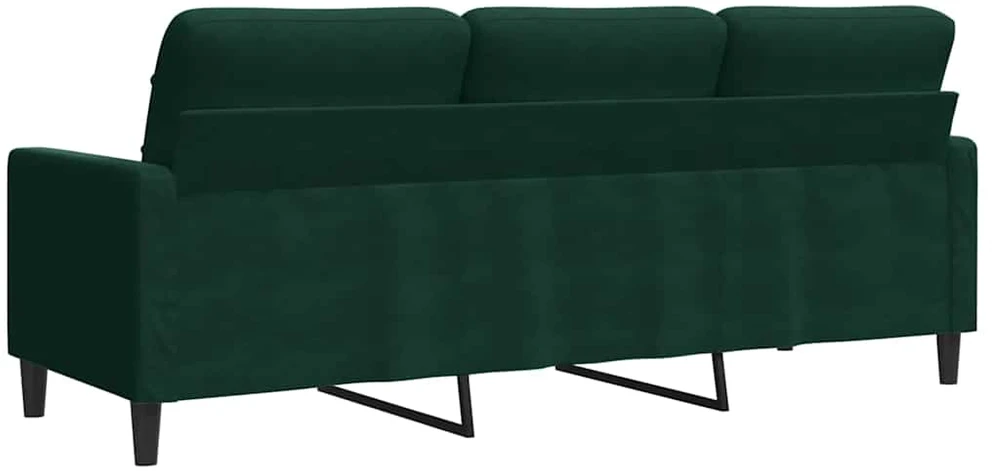Trivietė sofa, tamsiai žalios spalvos, 180cm, aksomas