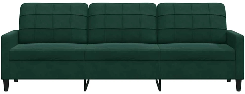 Trivietė sofa, tamsiai žalios spalvos, 210cm, aksomas