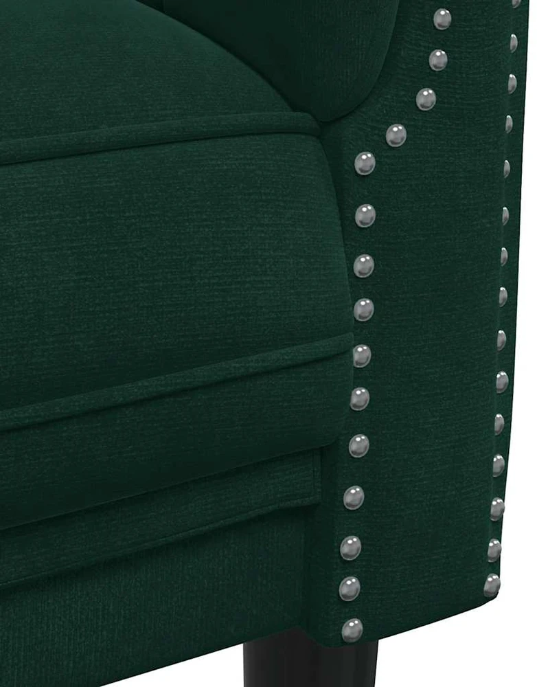 Trivietė sofa, tamsiai žalios spalvos, aksomas