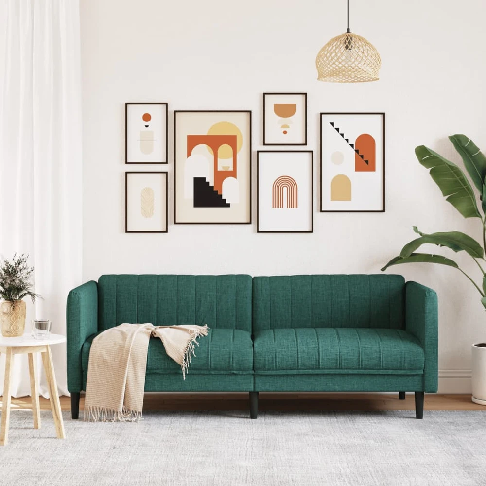 Trivietė sofa, tamsiai žalios spalvos, audinys