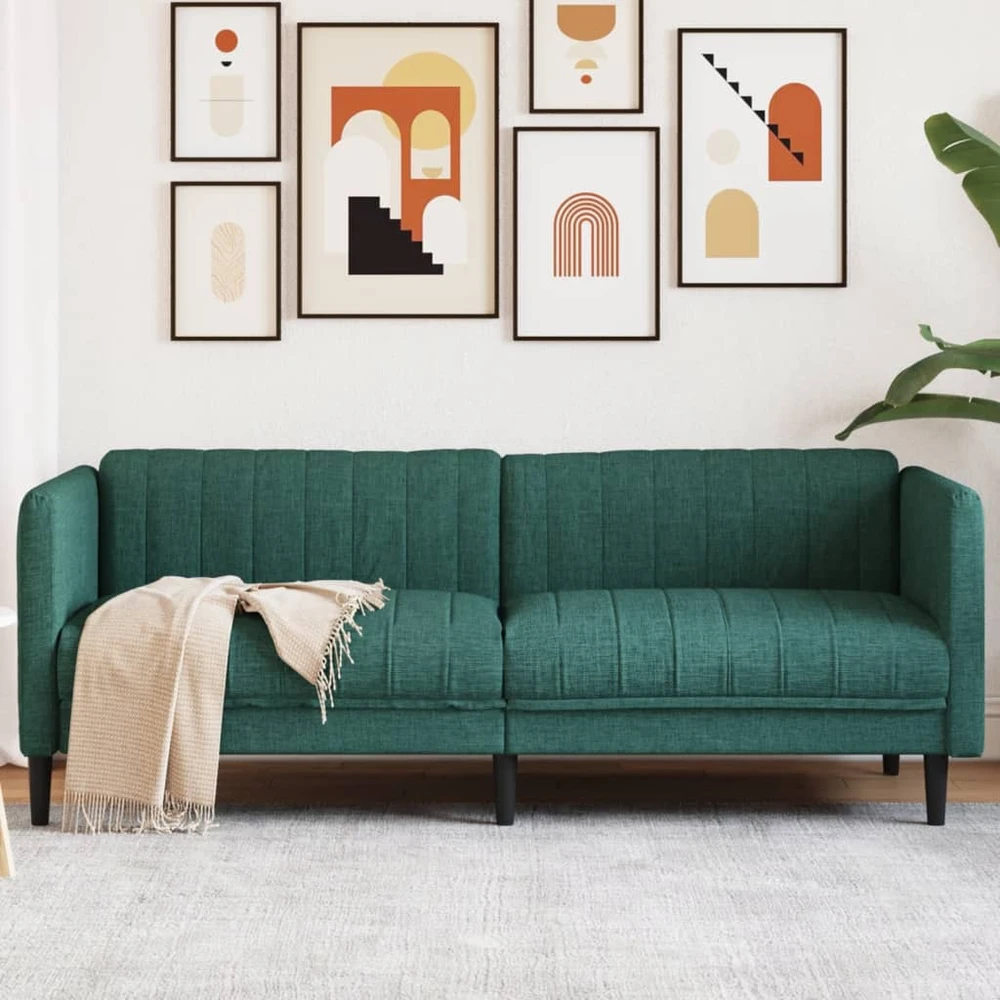 Trivietė sofa, tamsiai žalios spalvos, audinys