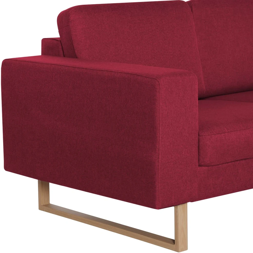 Trivietė sofa, vyno raudonos spalvos, audinys