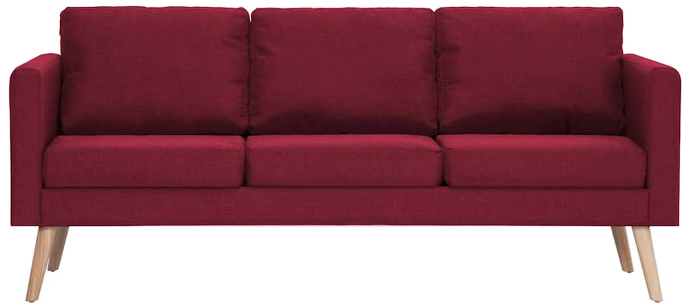 Trivietė sofa, vyno raudonos spalvos, audinys