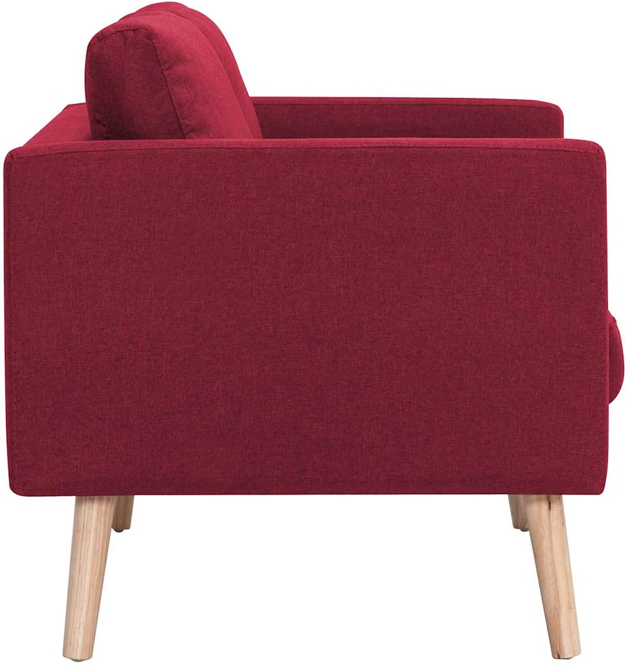 Trivietė sofa, vyno raudonos spalvos, audinys