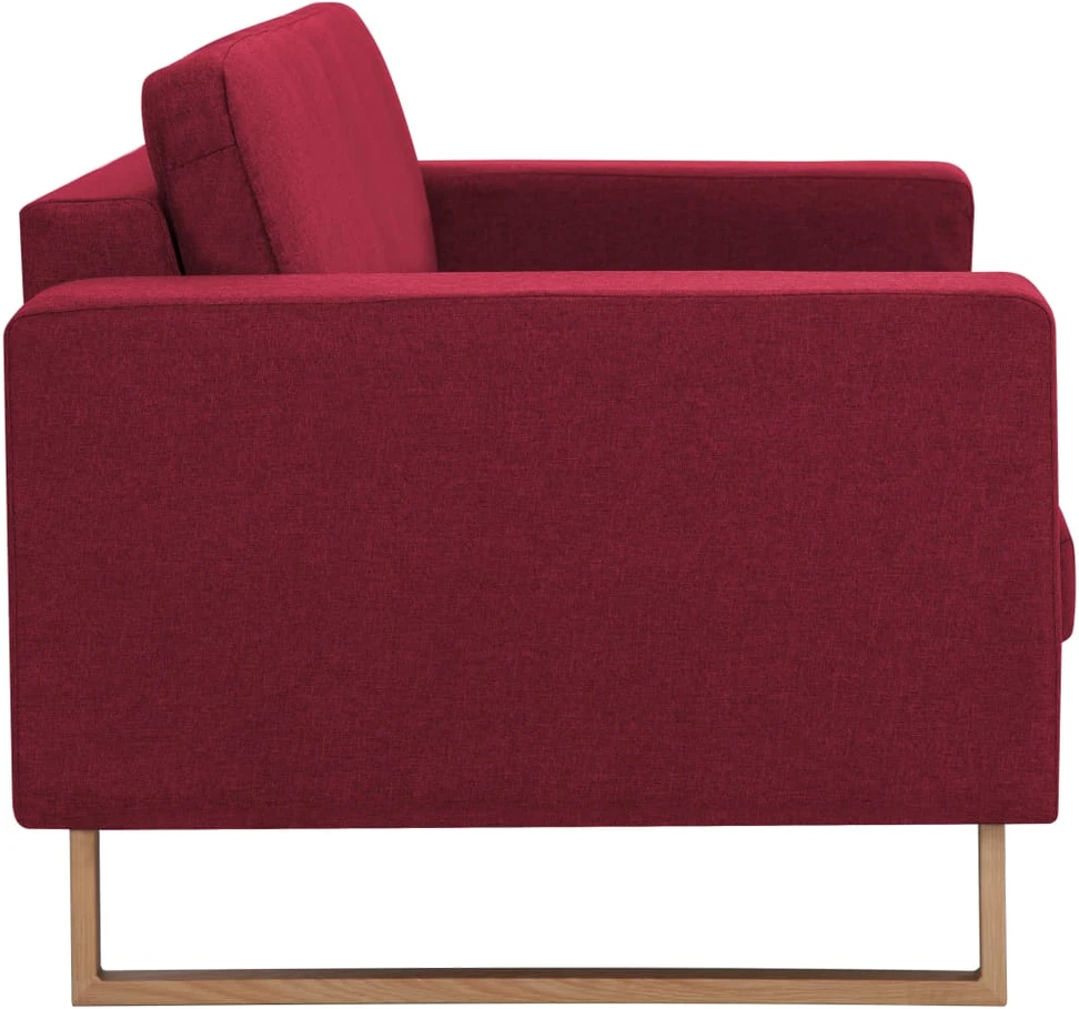 Trivietė sofa, vyno raudonos spalvos, audinys