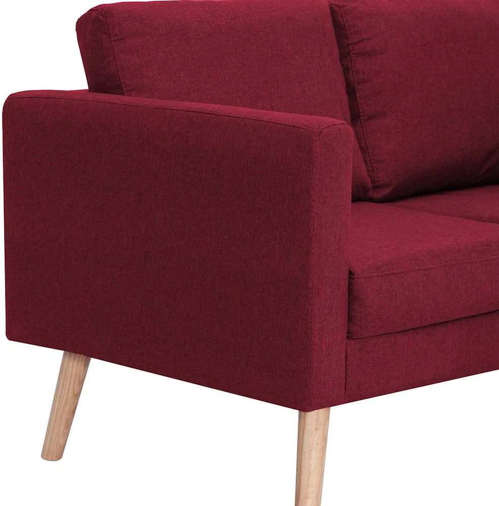 Trivietė sofa, vyno raudonos spalvos, audinys