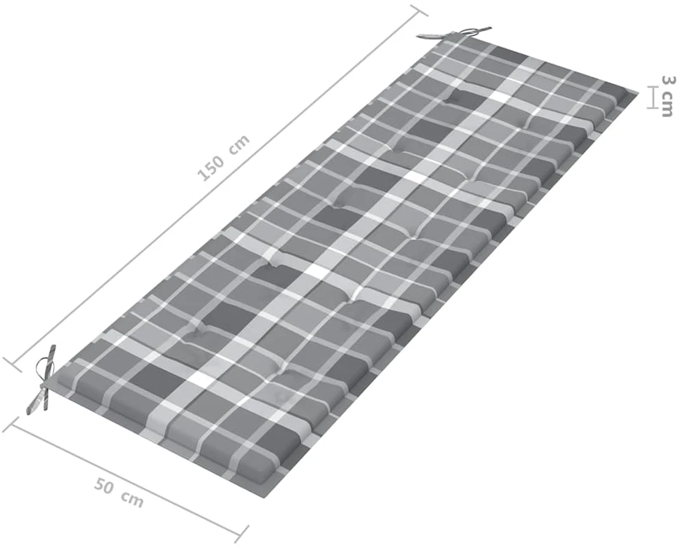 Trivietis sodo suoliukas su pagalve, 150cm, eukalipto masyvas