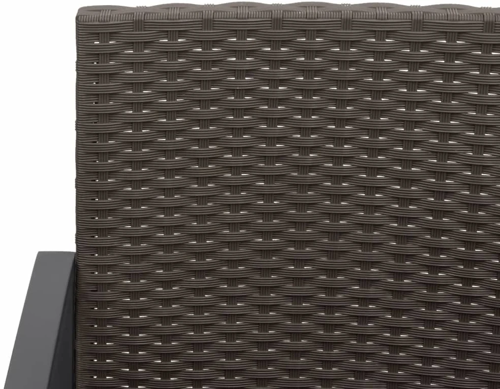 Trivietis sodo suoliukas su pagalvėlėmis, rudas, PP ratanas