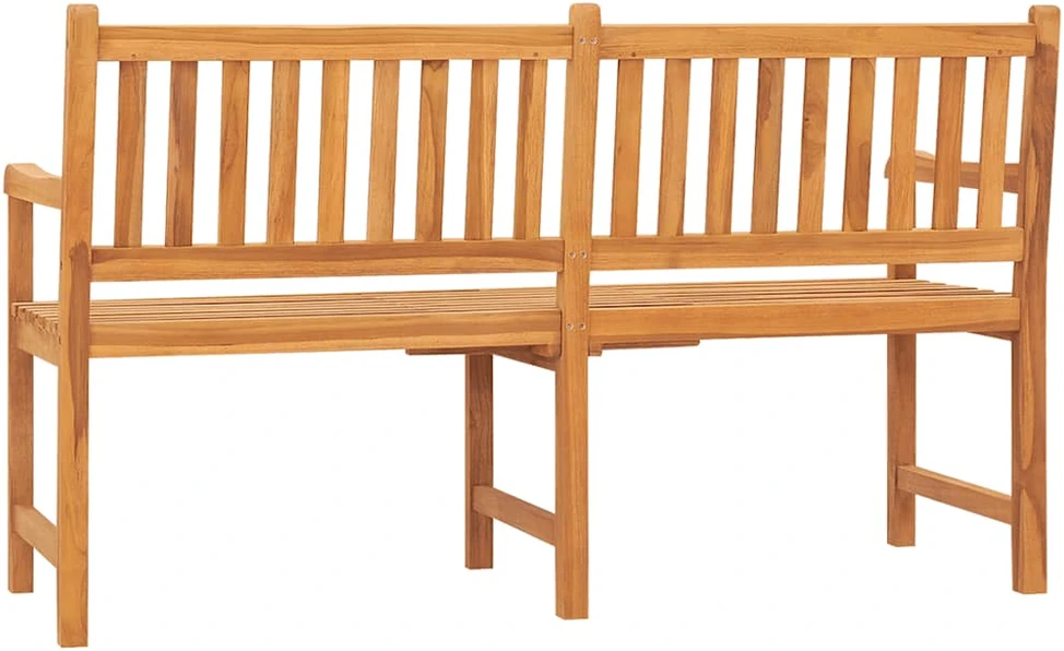Trivietis sodo suoliukas su staliuku, 150cm, tikmedžio masyvas