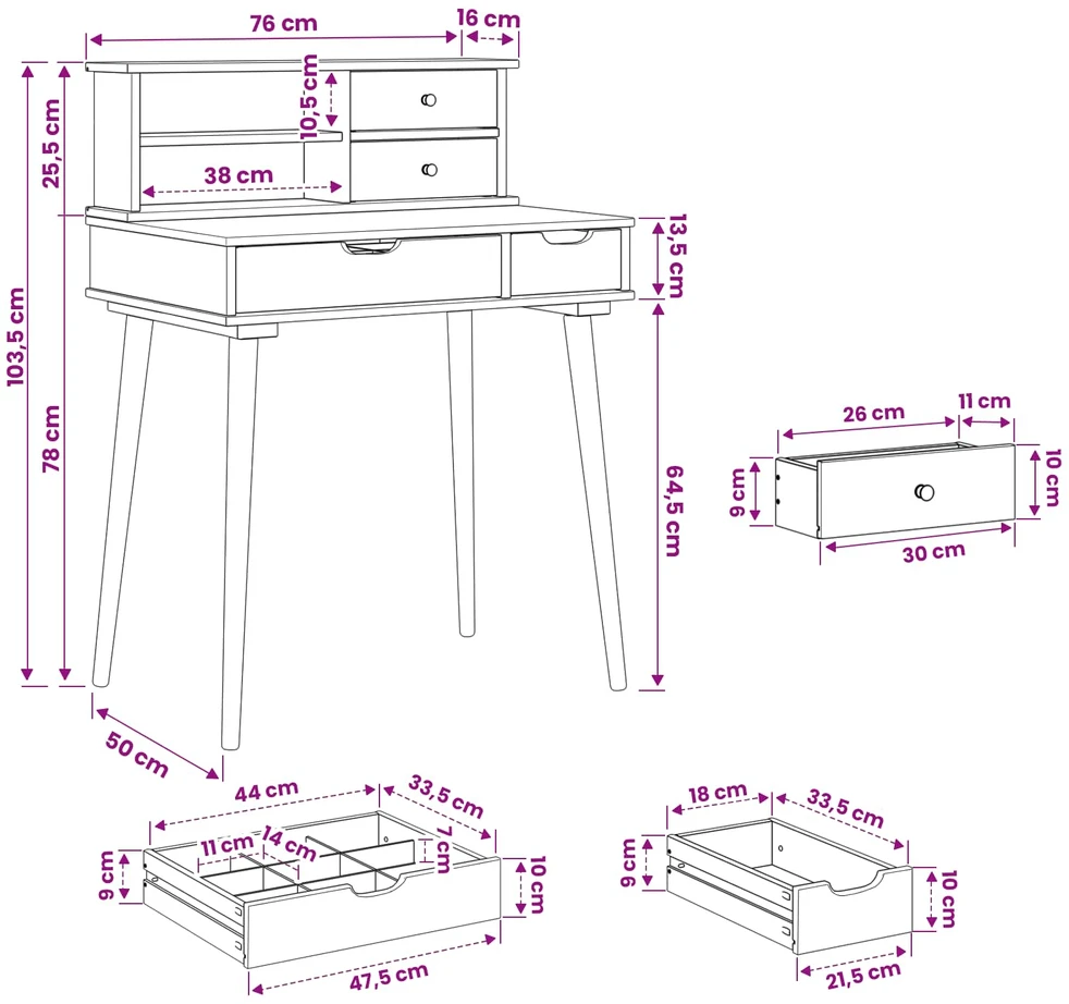 Tualetės rinkinys FAUSKE 2 vnt. Balta 76 x 50 x 103,5 cm