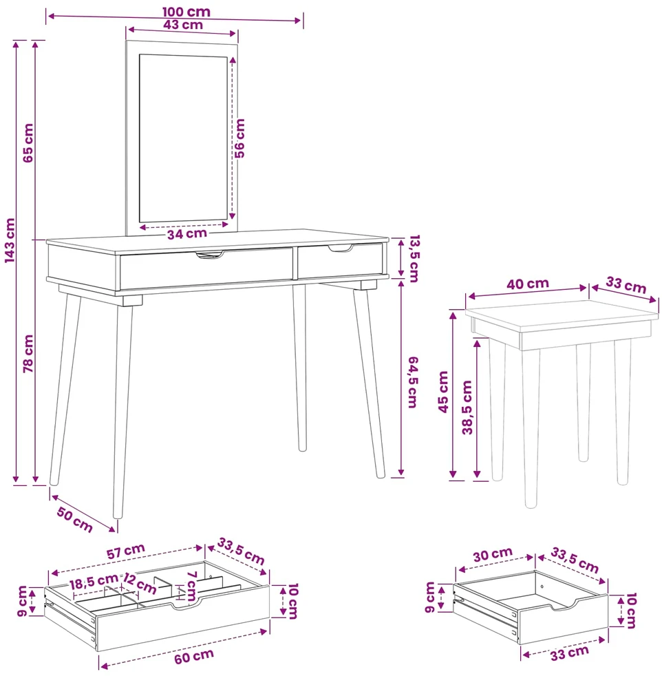 Tualetės rinkinys FAUSKE 3 vnt. Balta 100 x 50 x 143 cm