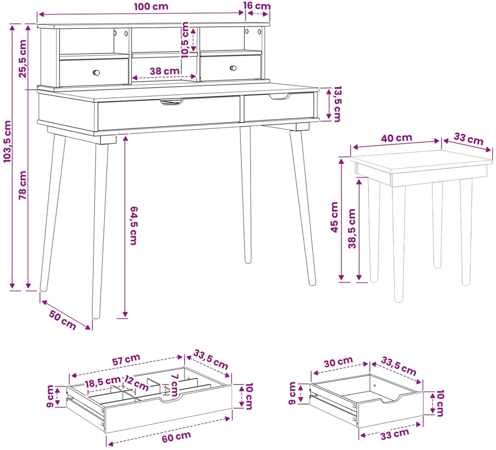 Tualetės rinkinys FAUSKE 3 vnt. Balta 100 x 50 x 103,5 cm