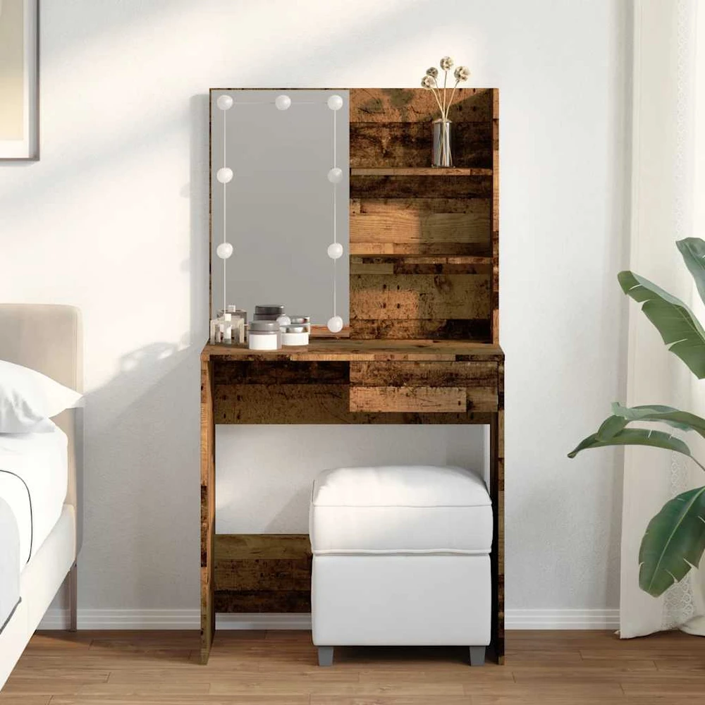 tualetinis staliukas su LED Old Wood 74,5x40x141 cm