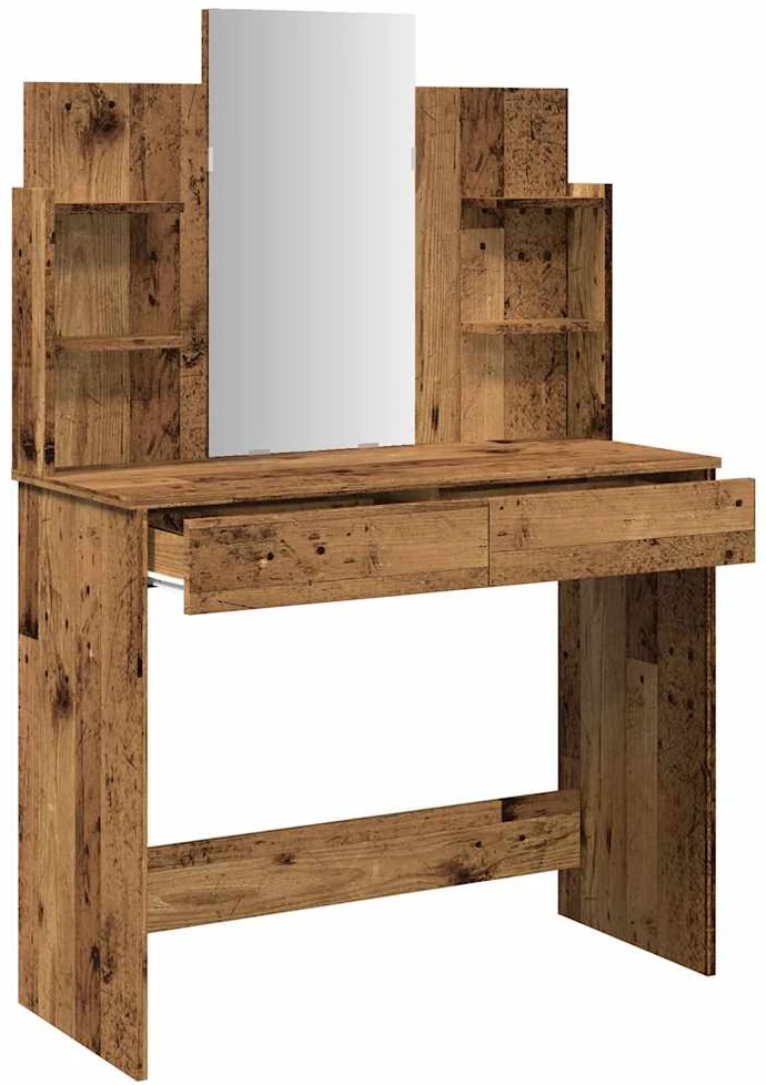 tualetinis staliukas su veidrodžiu Old Wood 96x39x142 cm