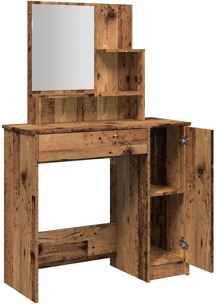 tualetinis staliukas su veidrodžiu, senas medis 86,5x35x136 cm