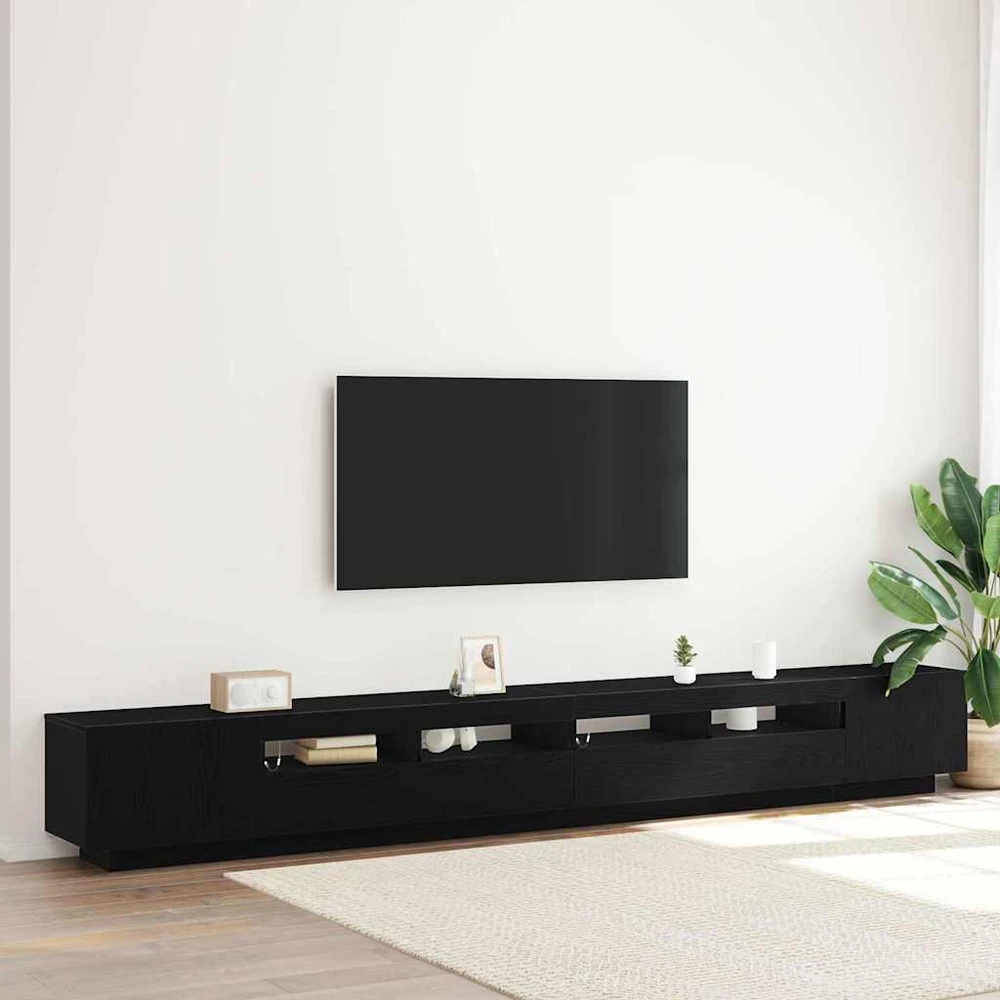 TV staliukas TV spintelių komplektas 3 vnt. Juoda Apdirbta mediena