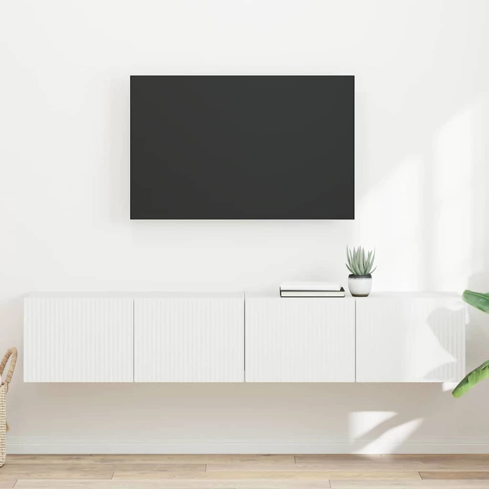 TV staliukas TV sieninė spintelė 2 vnt. Balta Apdirbta mediena